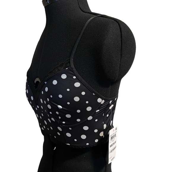 NWT International Concepts Lace Trim Bralette Bra Panty Set Black White Polka … - Picture 3 of 8